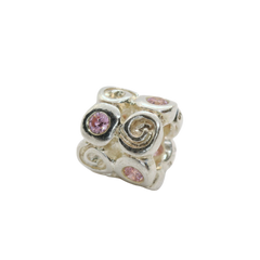 Genuine Pandora 790263PCZ Sterling Silver Swirlies Bead with Pink Zirconia Charm