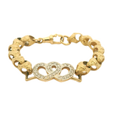 6.5" New 9CT Kids Acorn Double Heart Bracelet (15.9g) - Goldbank Jewellers