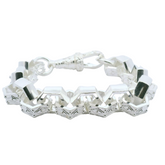 9" New Silver 925 Hex Bracelet (86.37g) - Goldbank Jewellers