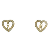 9CT New Heart Stone Set Studs