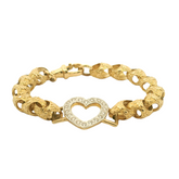 6" New 9CT Open Heart Acorn Link Kids Bracelet (15.1g)