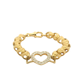 6" New 9CT Open Heart Acorn Link Kids Bracelet (15g)
