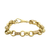 7.5" New 9CT Pink Stone Set Gypsy Link Bracelet (20.3g)