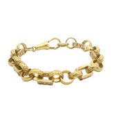 7.5" New 9CT Pink Stone Set Gypsy Link Bracelet (20.49g)