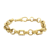 7.5" New 9CT Pink Stone Set Gypsy Link bracelet (20.3g)