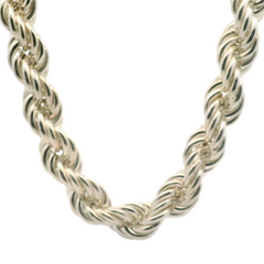 25" New Silver 925 Rope Chain Necklace (153.7g) - Goldbank Jewellers