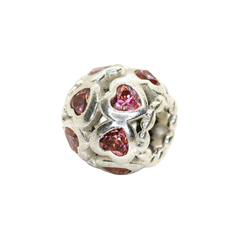 Genuine Pandora 791250CZS Love All Around Charm With Salmon Zirconia Hearts