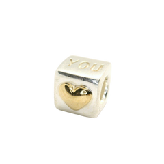 Genuine Pandora 790200 I Love You Cube with 14CT Gold Heart Charm