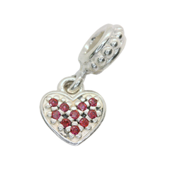 Genuine Pandora 791023CZR Red CZ Pave Heart Dangle Charm