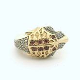9CT Pre-owned Diamond Set Panther Head Ring (Size R1/2)