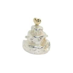 Genuine Pandora 790347 925 Silver Celebration Cake with 14K Gold Heart Charm