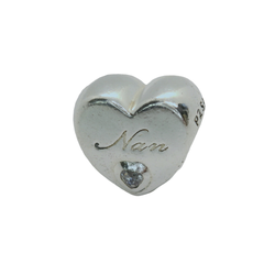 Genuine Pandora 797031CZ Silver Polished Nan Heart Charm