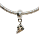 Genuine Pandora 790403PCZ Silver 925 with 14ct detail Baby Booty Dangle Charm