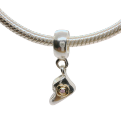 Genuine Pandora 790403PCZ Silver 925 with 14ct detail Baby Booty Dangle Charm