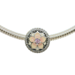 Genuine PANDORA 792085PCZ CZ Pale Cerise Magnolia Bloom Charm Only
