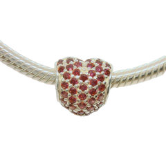 Genuine PANDORA 791052CZ Silver Sparkling Red Pave Heart Charm Only
