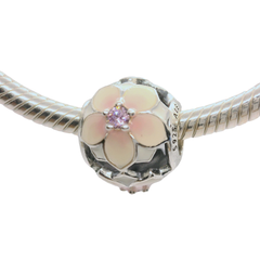 Genuine PANDORA 792087PCZ Pink Enamel Magnolia Bloom Flower Charm Only