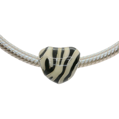 Genuine PANDORA 798056ENMX Silver Zebra Wild Stripes Heart Charm Only