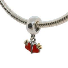Genuine PANDORA 790434EN09 Silver & 14CT Gold Hearts and Crown Charm Only