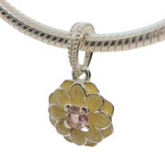 Genuine PANDORA 791829NBP Pink Blooming Dahlia Flower Dangle Charm Only
