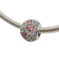Genuine PANDORA 791249CZS Pink Shimmering Heart Pave Ball Charm Only