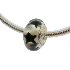 Genuine PANDORA 790908 Black Stars Murano Glass Charm Only