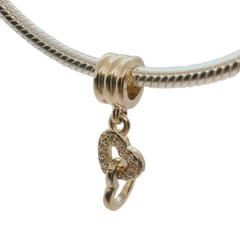 Genuine PANDORA 781242CZ Rose Gold Interlocking Hearts Dangle Charm Only
