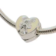 Genuine PANDORA 797169EN12 Vintage Mickey White Enamel Disney Clip Only
