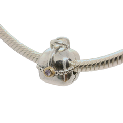 Genuine PANDORA 790597ACZ Sterling Silver & 14ct Gold Purse Purple CZ Clip Charm Only