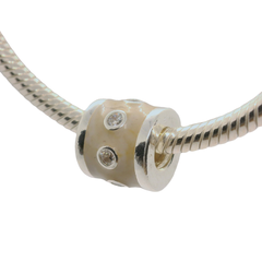 Genuine PANDORA 790482EN Silver Tan Cream Promise CZ Bead Charm Only