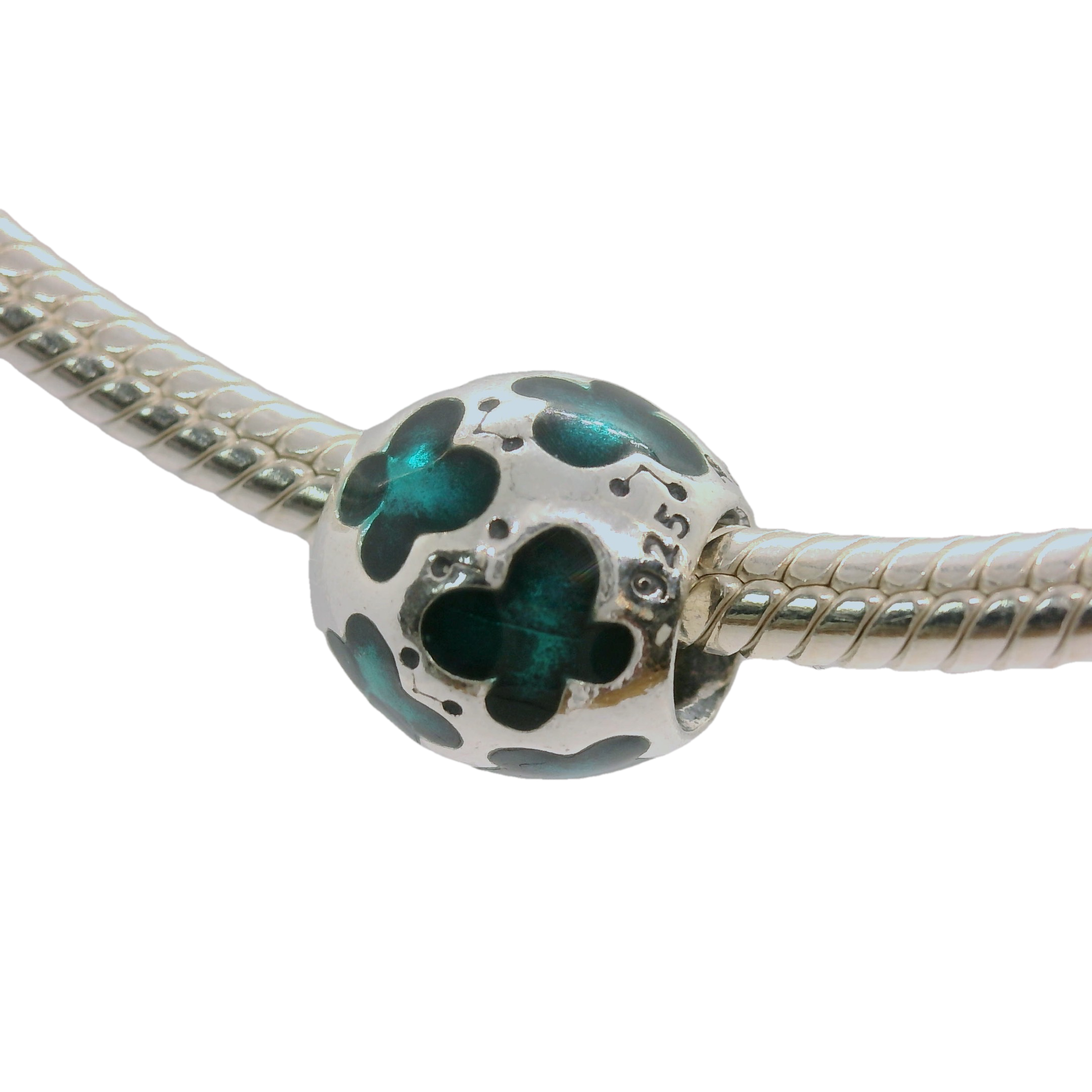 Genuine PANDORA 790438EN08 Silver Turquoise Butterfly Enamel Charm Only - Goldbank Jewellers