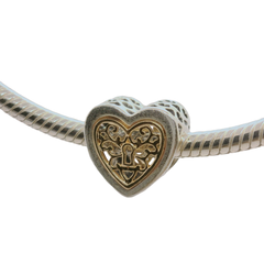 Genuine PANDORA 791740 Two-Tone 14K Gold & Silver Locked Love Hearts Charm Only
