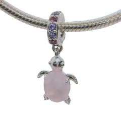 Genuine PANDORA 798939C02 Murano Glass Pink Sea Turtle Dangle Charm Only