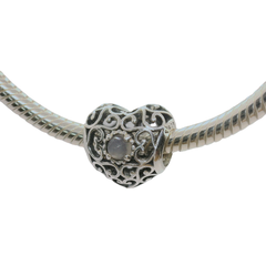 Genuine PANDORA 791784NOP October Signature Heart Opalescent Charm Only