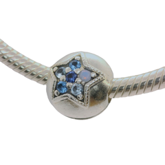 Genuine PANDORA 796380NSBMX Bright Blue Star Pave Ball Clip Charm Only