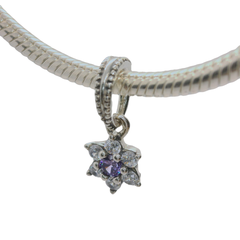 Genuine PANDORA 791833ACZ Forget Me Not Purple Dangle CZ Pendant Charm Only
