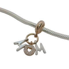 Genuine PANDORA 788828C01 Mum Letters Two Tone Silver & 14ct Plate Dangle Charm Only