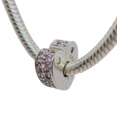 Genuine PANDORA 797020PCZ Pink Pаve Heart Love Clip Only