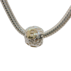 Genuine PANDORA 790298B Two Tone Silver & 14k Gold Letter Initial 'B' Charm Only