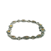 7.75" Pre-owned Silver 925 Citrine & Smoky Quartz Bracelet (14.3g)