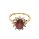9CT Pre-owned Ladies Red Stone Set Elegant Ring (Size R)