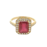 9CT Pre-owned Ladies Elegant Stone Set Ring (Size R)
