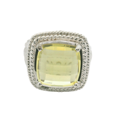 Silver 925 Lemon Citrine Silver Ring (Size N)