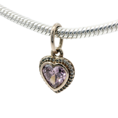 Genuine PANDORA 380366PCZ Rose Gold Sparkling Pink Heart Pendant Charm Only