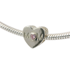 Genuine PANDORA 791881CZ Pink CZ Mother's Heart Bead Charm Only