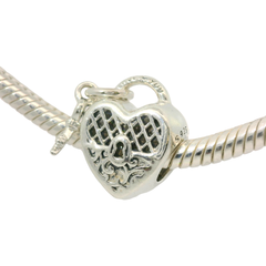 Genuine PANDORA 797655 Silver Heart with Key Charm Only