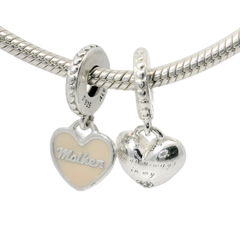 Genuine PANDORA 792072EN40 Mother & Daughter Pink Enamel CZ Drop Charm