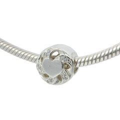 Genuine PANDORA 791976CZ Ribbon Heart with Clear CZ Bead Only