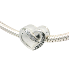 Genuine PANDORA 791816CZ Ribbon of Love Clear CZ Sterling Silver Charm Only