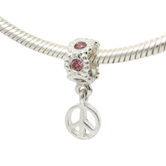 Genuine PANDORA 790516CZS Pink Peace Sign Dangle Charm Only
